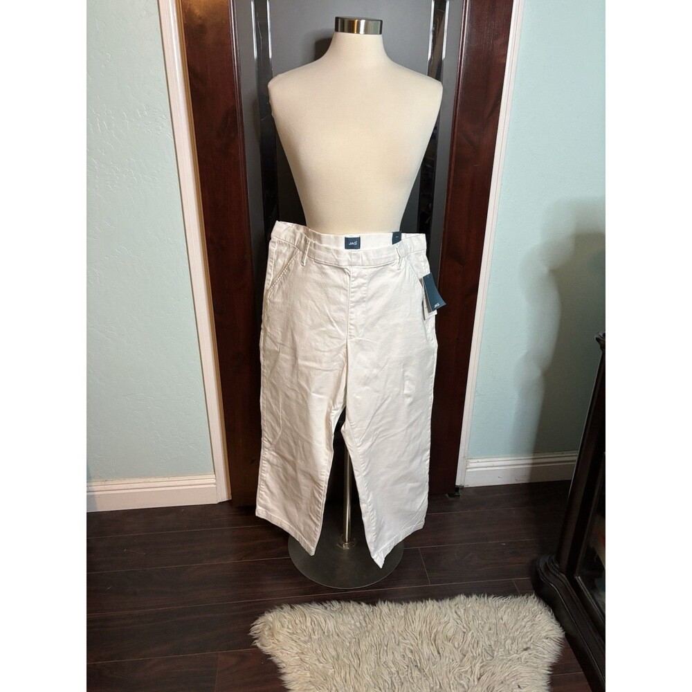 New Womens Jag Maddie Mid Rise White Capri Jean Pants Plus Size 22W Inseam 24”